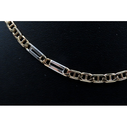 505 - 9 Carat Yellow and White Gold Fancy Link Necklace 42cm Long