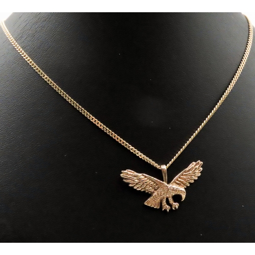 506 - 9 Carat Yellow Gold Eagle Motif Pendant Approximately 3.5cm Wide Further Set on 9 Carat Yellow Gold ... 