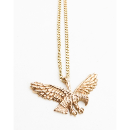 506 - 9 Carat Yellow Gold Eagle Motif Pendant Approximately 3.5cm Wide Further Set on 9 Carat Yellow Gold ... 