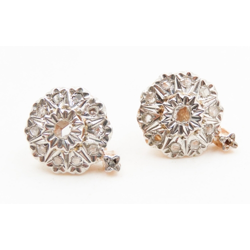 507 - Pair of Ladies Diamond Cluster Earrings Set in Platinum Mounted on 18 Carat White Gold Each 1.5cm Hi... 