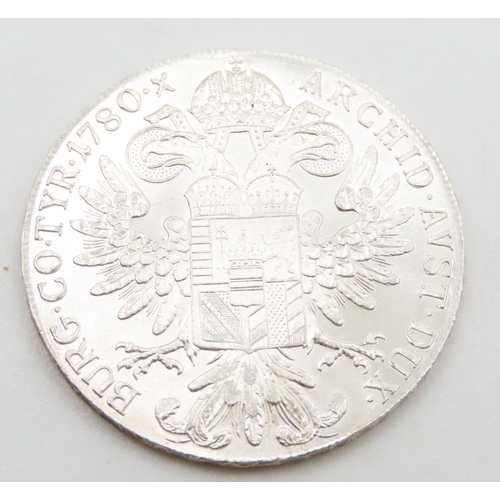 523 - Maria Theresia Silver Thaler Austrian Coin R.IMP.HU.BO.REG. M.THERESIA.D.G BURG.CO.TYR. 1780. X ARCH... 