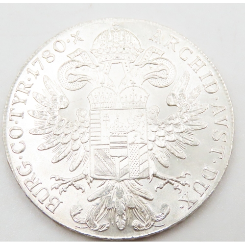 524 - Maria Theresia Silver Thaler Austrian Coin R.IMP.HU.BO.REG. M.THERESIA.D.G BURG.CO.TYR. 1780. X ARCH... 