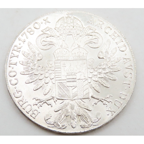 528 - Maria Theresia Silver Thaler Austrian Coin R.IMP.HU.BO.REG. M.THERESIA.D.G BURG.CO.TYR. 1780. X ARCH... 