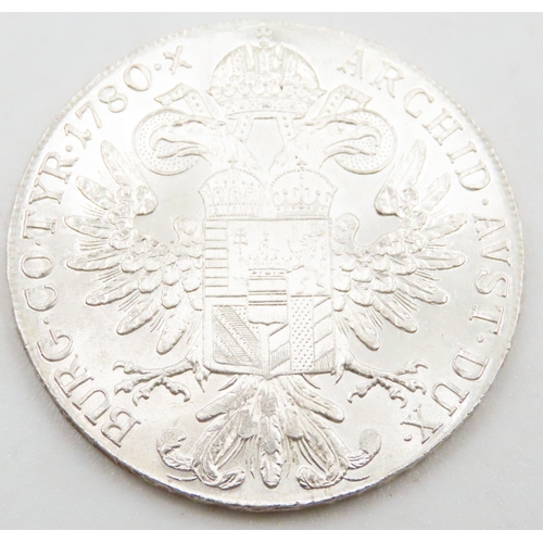 529 - Maria Theresia Silver Thaler Austrian Coin R.IMP.HU.BO.REG. M.THERESIA.D.G BURG.CO.TYR. 1780. X ARCH... 