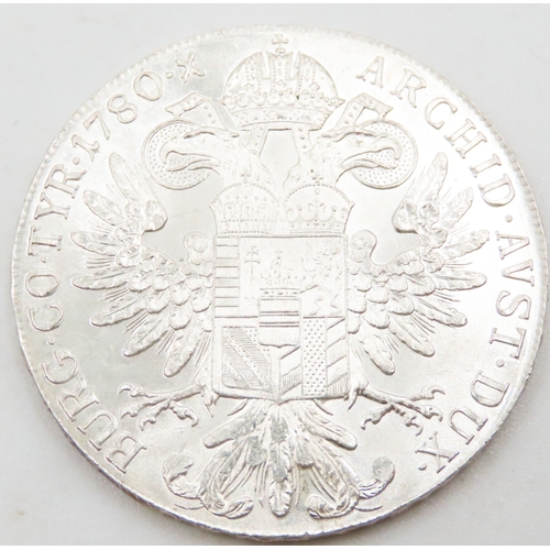 530 - Maria Theresia Silver Thaler Austrian Coin R.IMP.HU.BO.REG. M.THERESIA.D.G BURG.CO.TYR. 1780. X ARCH... 