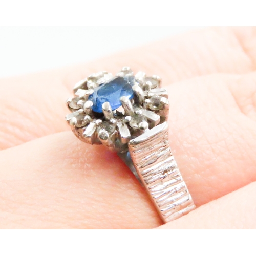 531 - Sapphire Set Ladies Cluster Ring Mounted in 18 Carat White Gold Ring Size N