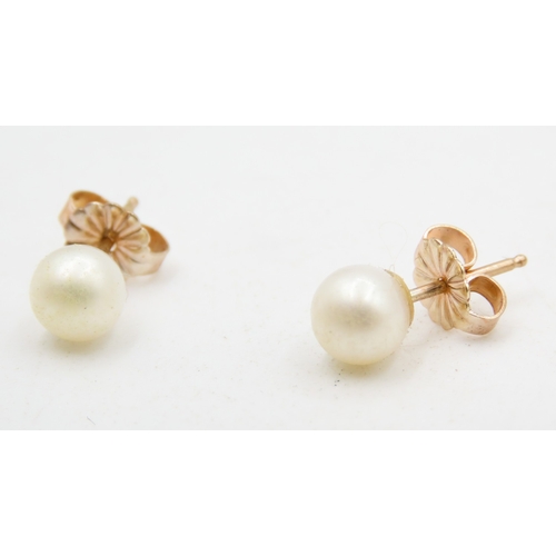 540 - Pair of 9 Carat Yellow Gold Pearl Set Earrings