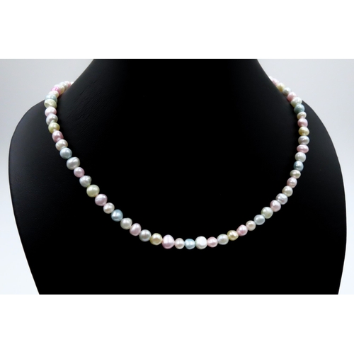 548 - Multi Colour Ladies Pearl Necklace with 9 Carat Yellow Gold Clasp 40cm Long