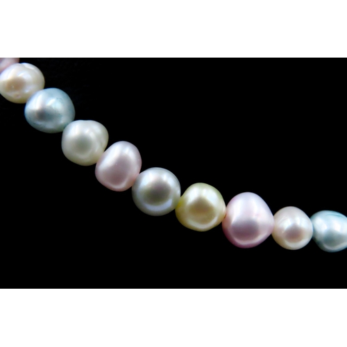 548 - Multi Colour Ladies Pearl Necklace with 9 Carat Yellow Gold Clasp 40cm Long