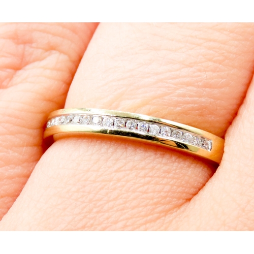 558 - Diamond Set Half Eternity Ring Mounted in 18 Carat Yellow Gold Ring Size M and a Half