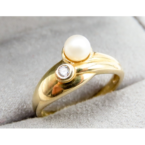 564 - Pearl and Gemstone Set Ring Mounted in 9 Carat Yellow Gold Ring Size L