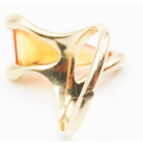 57 - Citrine Single Stone Triangle Form Ring Set in 10 Carat Yellow Gold Ring Size K