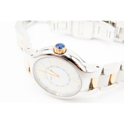 572 - Raymond Weil Geneve Bi Metal Ladies Wristwatch Swiss Made Mother of Pearl Dial Roman Numerals Sapphi... 