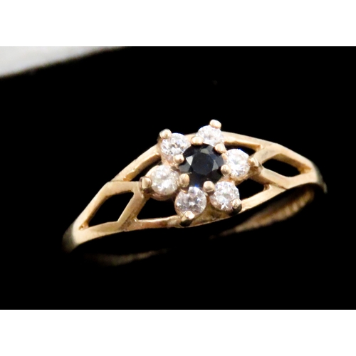 578 - Sapphire and Gemstone Set Ladies Daisy Form Ring Set in 9 Carat Yellow Gold Ring Size O As New Unwor... 