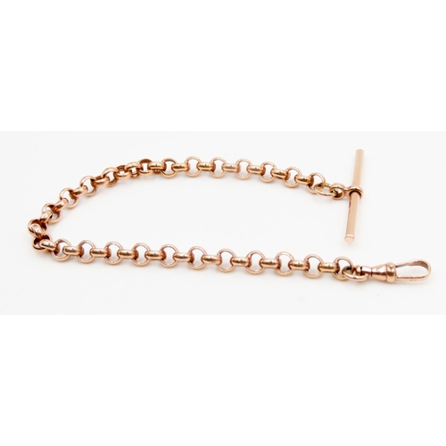 583 - 9 Carat Rose Gold T-Bar Bracelet Lobster Clasp 19cm Long