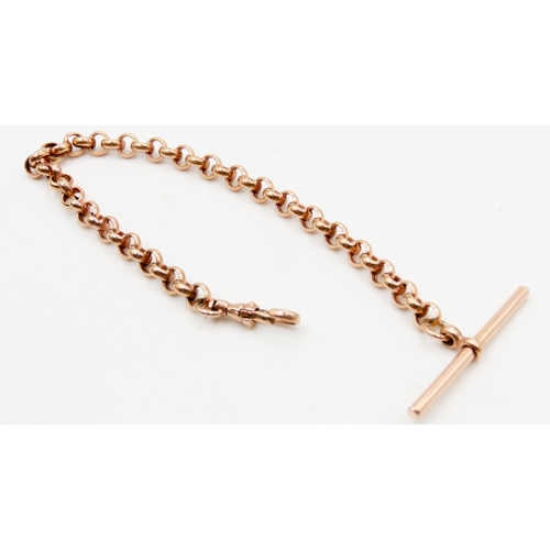 583 - 9 Carat Rose Gold T-Bar Bracelet Lobster Clasp 19cm Long