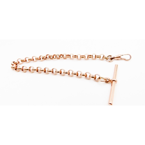 583 - 9 Carat Rose Gold T-Bar Bracelet Lobster Clasp 19cm Long