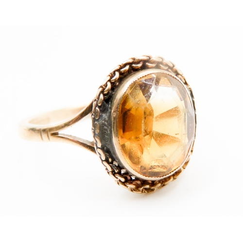 585 - Citrine Single Stone Set Ring Mounted in 9 Carat Yellow Gold Ring Size L