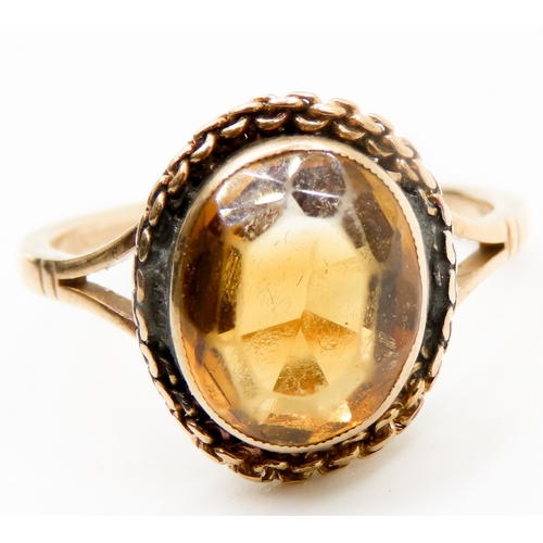 585 - Citrine Single Stone Set Ring Mounted in 9 Carat Yellow Gold Ring Size L