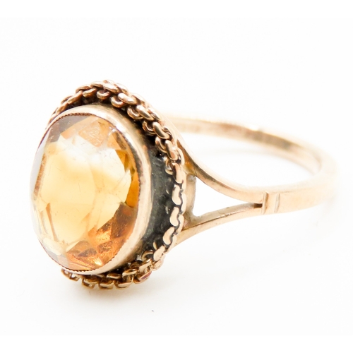 585 - Citrine Single Stone Set Ring Mounted in 9 Carat Yellow Gold Ring Size L