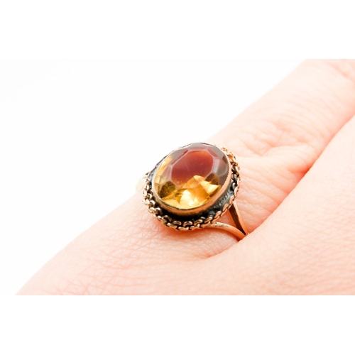 585 - Citrine Single Stone Set Ring Mounted in 9 Carat Yellow Gold Ring Size L