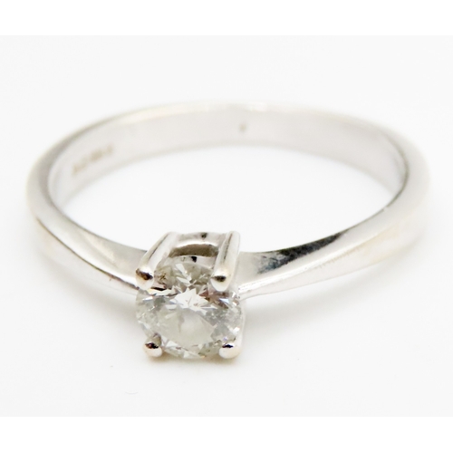 591 - Four Claw Set Diamond Solitaire Ring Mounted in 18 Carat White Gold  Approximately 0.40ct Diamond Ri... 