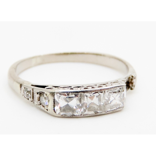 595 - Diamond Set Ring Mounted in Platinum Ring Size J Sold as Photographed