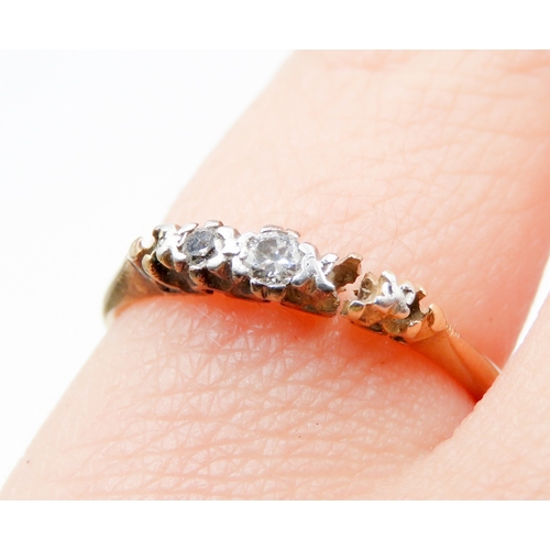 601 - Diamond Set Ring Mounted in 18 Carat Gold and Platinum Size M Lacking Stones Sold As Photographed