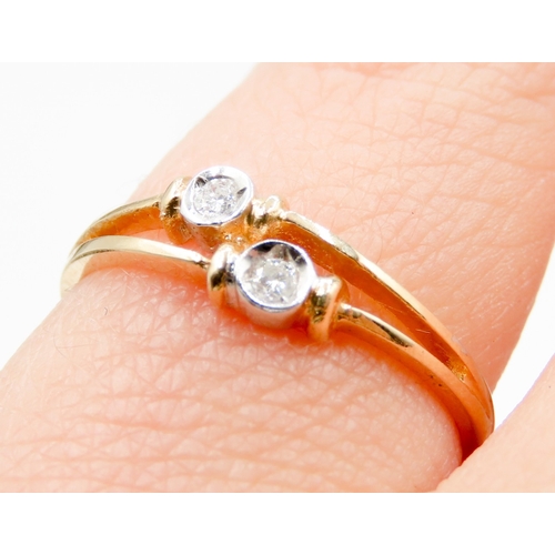 607 - Diamond Twin Stone Set Ring Mounted in 18 Carat Yellow Gold Ring Size M