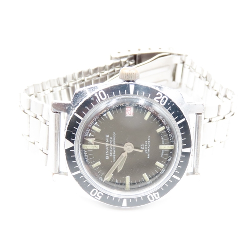 608 - Binatime Seawatch Super waterproof 23 Jewel Movement  Antimagnetic Swiss Made Wristwatch Date Apertu... 