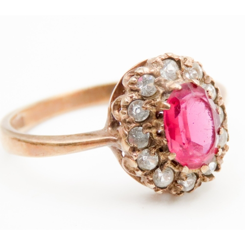 609 - Ruby and Gemstone Set Ladies Cluster Ring Set in 9 Carat Yellow Gold Ring Size N