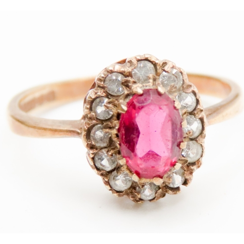 609 - Ruby and Gemstone Set Ladies Cluster Ring Set in 9 Carat Yellow Gold Ring Size N