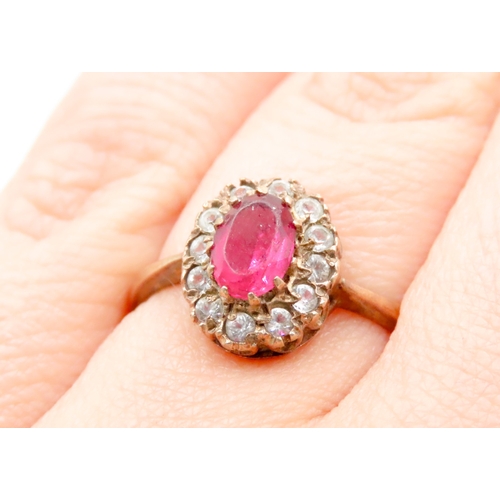 609 - Ruby and Gemstone Set Ladies Cluster Ring Set in 9 Carat Yellow Gold Ring Size N