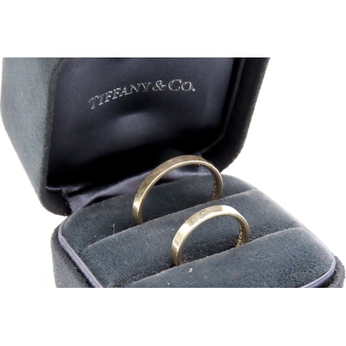 617 - Tiffany & Co 18 Carat Yellow Gold Matching Wedding Band Rings Sizes L and X With Original Presentati... 