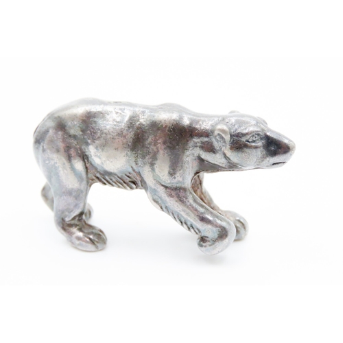 619 - Silver Polar Bear Figure 3cm High 5cm Wide