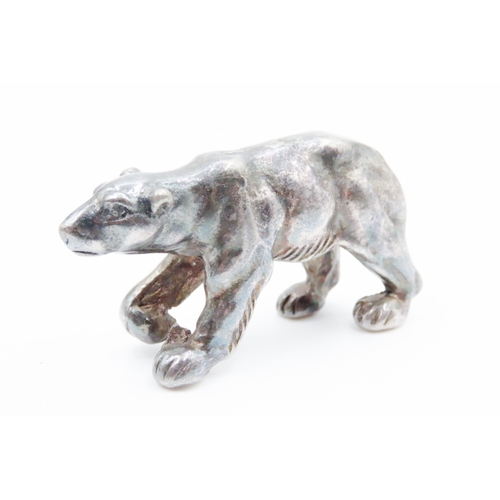 619 - Silver Polar Bear Figure 3cm High 5cm Wide