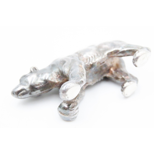 619 - Silver Polar Bear Figure 3cm High 5cm Wide