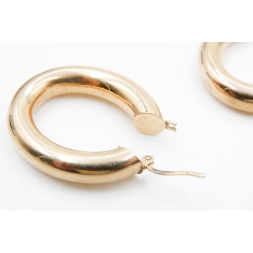 629 - Pair of 9 Carat Yellow Gold Oval Form Hoop Earrings Each 3cm High