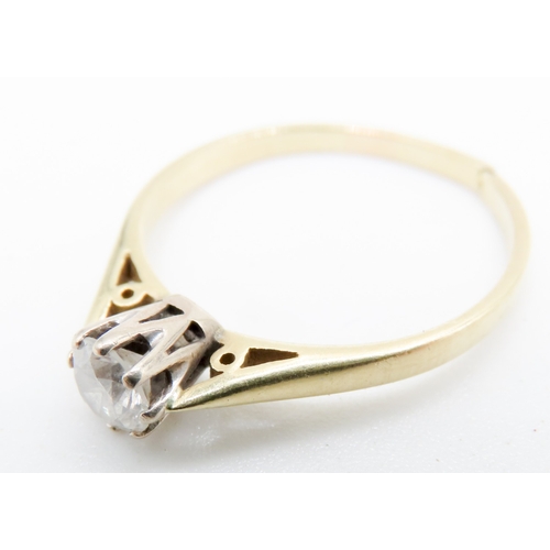 644 - Diamond Solitaire Eight Claw Set Ring Mounted on 18 Carat Yellow Gold Ring Size P