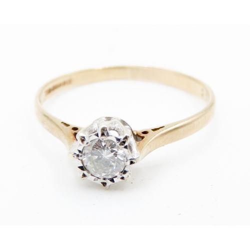 645 - Diamond Solitaire Rubover Setting Mounted in 18 Carat Yellow Gold Ring Size O and a Half