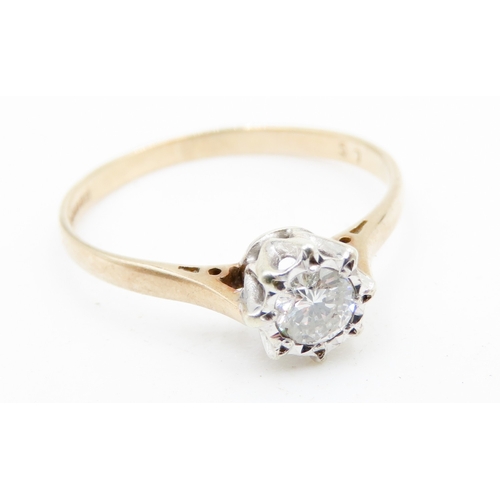 645 - Diamond Solitaire Rubover Setting Mounted in 18 Carat Yellow Gold Ring Size O and a Half