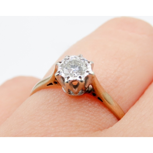 645 - Diamond Solitaire Rubover Setting Mounted in 18 Carat Yellow Gold Ring Size O and a Half