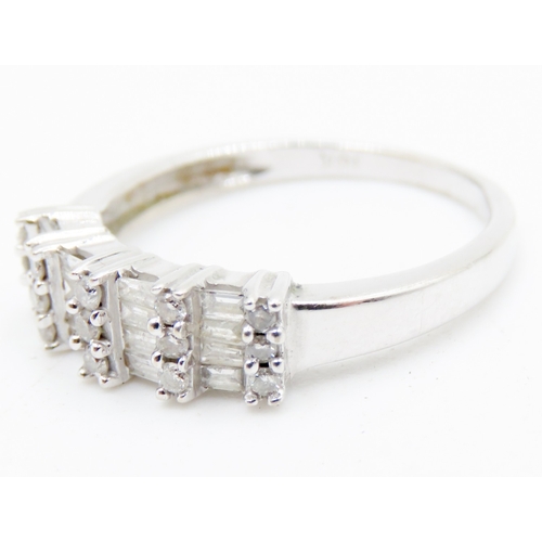 646 - Baguette Cut and Round Cut Diamond Set Cluster Ring Mounted in 18 Carat White Gold Ring Size O and a... 