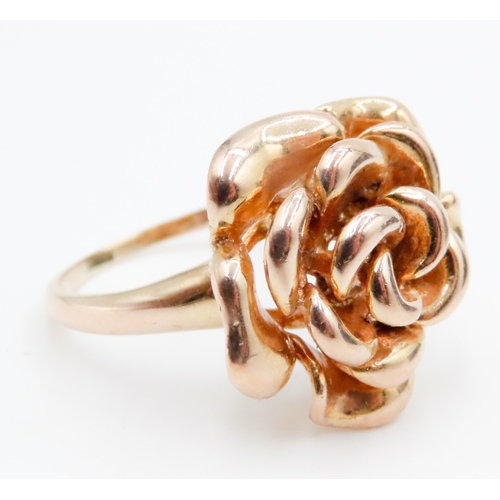 657 - Finely Detailed 9 Carat Yellow Gold Rose Form Ring Size N