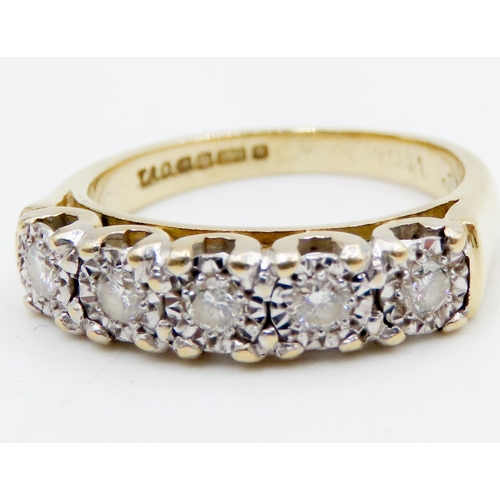 658 - Diamond Five Stone Rub Over Set Ring Mounted in 18 Carat Yellow Gold Ring Size J