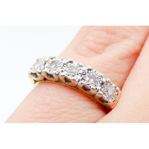 658 - Diamond Five Stone Rub Over Set Ring Mounted in 18 Carat Yellow Gold Ring Size J