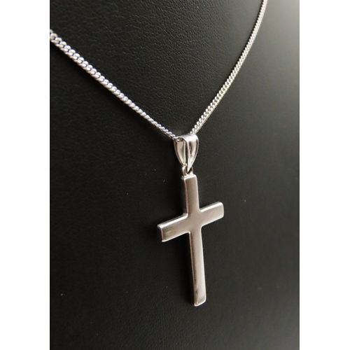 66 - 9 Carat White Gold Cross Pendant 3cm High Set on 9 Carat White Gold Chain 44cm Long