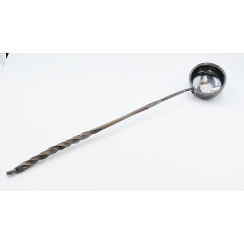 684 - Georgian Silver Ladle with Turned Handle 60cm Long