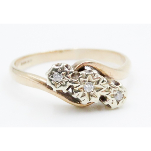 697 - Diamond Set Three Stone Ring Mounted in 9 Carat Yellow Gold Ring Size Q