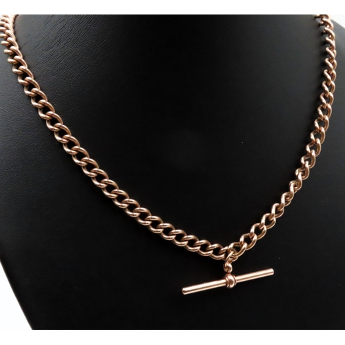 714 - 9 Carat Rose Gold T-Bar Chain Necklace 46cm Long